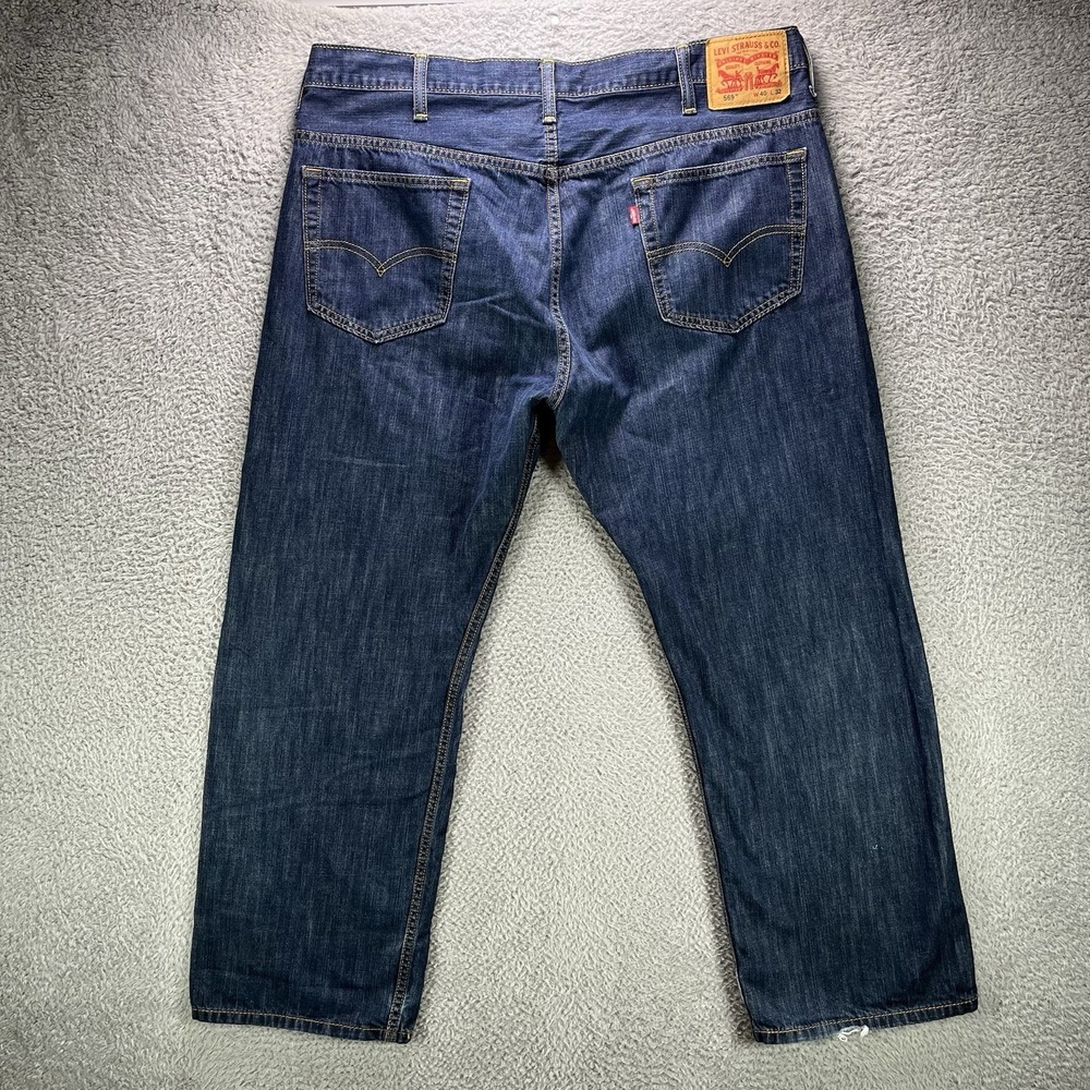 Levi's Jeans Mens 40x32 Blue 569 Loose Straight Fit Dark Wash 100% Cotton Denim - Picture 2 of 14